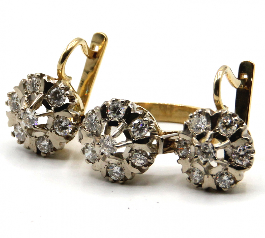 Набор серьги и кольцо с бриллиантами